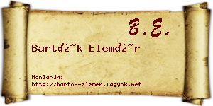 Bartók Elemér névjegykártya