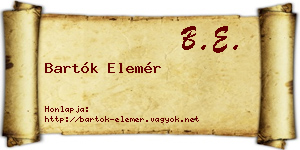 Bartók Elemér névjegykártya